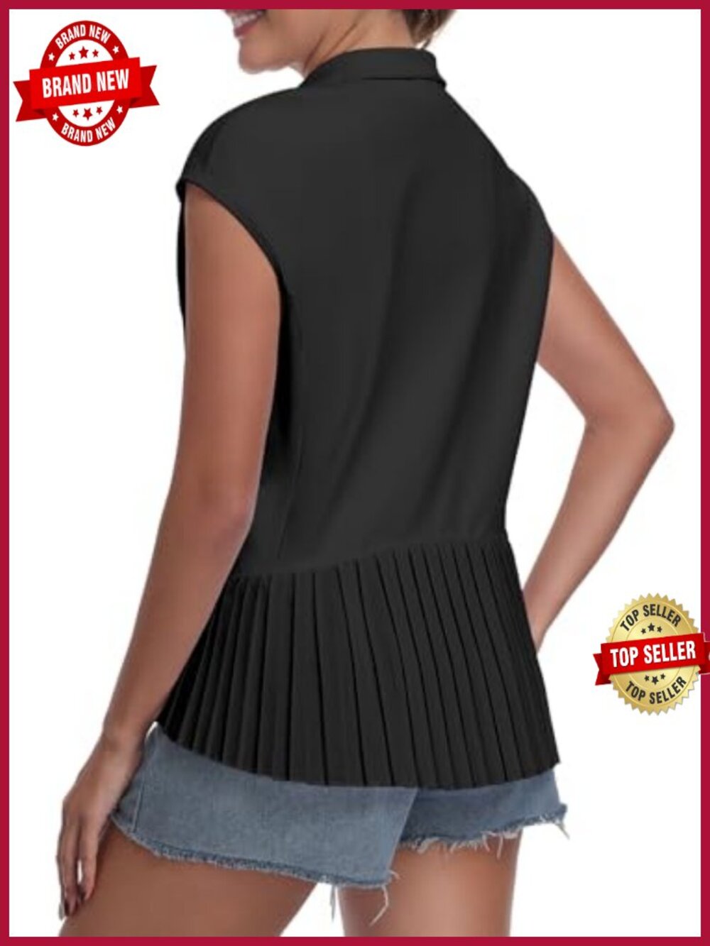 Sleeveless Athletic Golf Vest with Pleated Hem Sun Protection Jacket